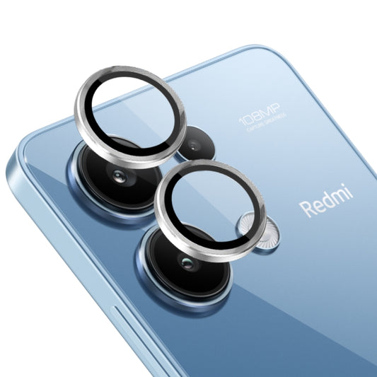 For Xiaomi Redmi Note 13 4G NORTHJO Camera LensCD Vein Metal Ring Tempered Glass Film(Silver) - by NORTHJO | Online Shopping UK | buy2fix