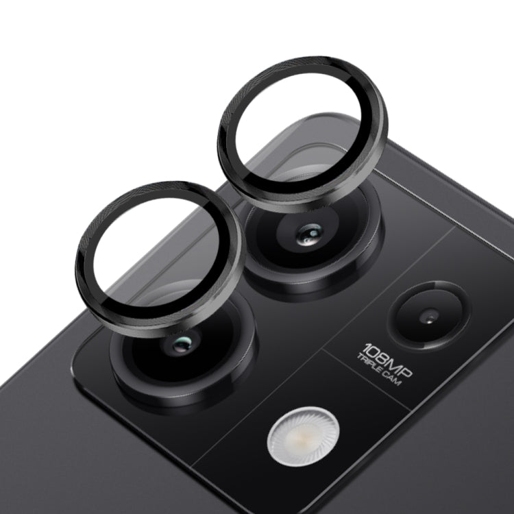For Xiaomi Redmi Note 13 5G NORTHJO Camera LensCD Vein Metal Ring Tempered Glass Film(Black) - by NORTHJO | Online Shopping UK | buy2fix