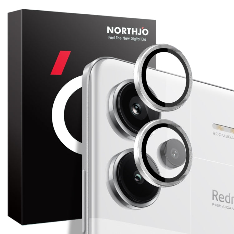 For Xiaomi Redmi Note 13 Pro+ 5G NORTHJO Camera LensCD Vein Metal Ring Tempered Glass Film(Silver) - by NORTHJO | Online Shopping UK | buy2fix