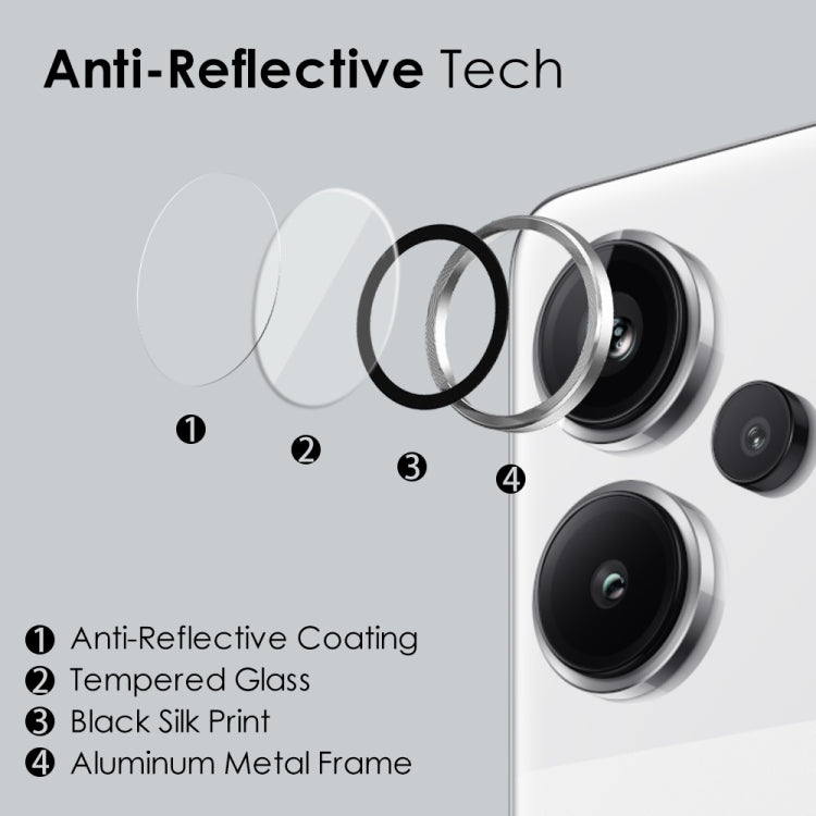 For Xiaomi Redmi Note 13 Pro+ 5G NORTHJO Camera LensCD Vein Metal Ring Tempered Glass Film(Silver) - by NORTHJO | Online Shopping UK | buy2fix
