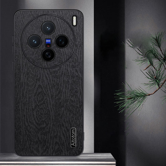 For vivo X200 Tree Bark Leather Shockproof Phone Case(Black) by buy2fix