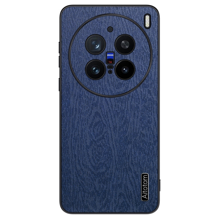For vivo X200 Pro Tree Bark Leather Shockproof Phone Case(Blue) - vivo Cases by buy2fix | Online Shopping UK | buy2fix