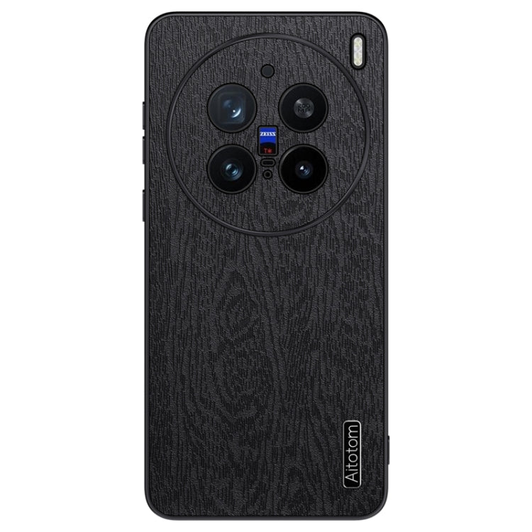 For vivo X200 Pro Tree Bark Leather Shockproof Phone Case(Black) - vivo Cases by buy2fix | Online Shopping UK | buy2fix