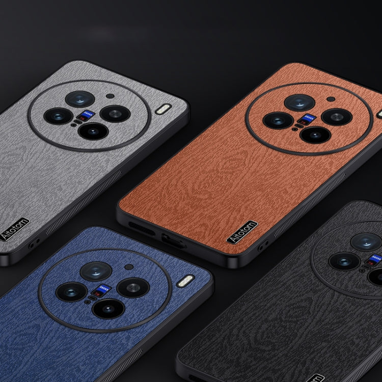 For vivo X200 Pro Tree Bark Leather Shockproof Phone Case(Black) - vivo Cases by buy2fix | Online Shopping UK | buy2fix
