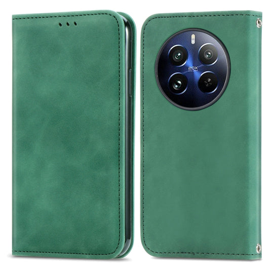 For Realme 12 Pro Retro Skin Feel Magnetic Leather Phone Case(Green) by buy2fix
