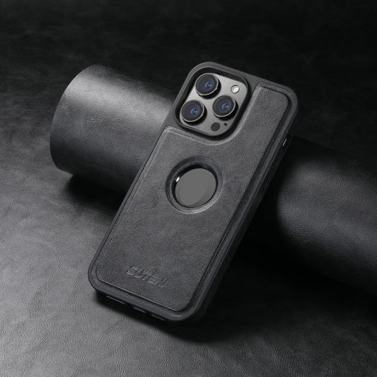 For iPhone 14 Suteni G1 Magsafe Leather Back Phone Case(Black) by Suteni