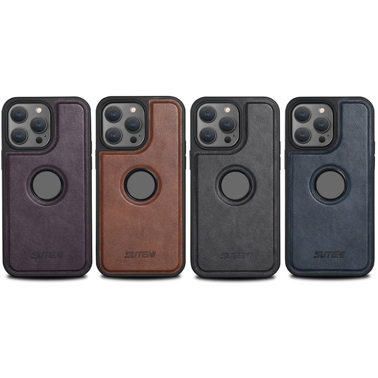 For iPhone 14 Pro Suteni G1 Magsafe Leather Back Phone Case(Black) by Suteni