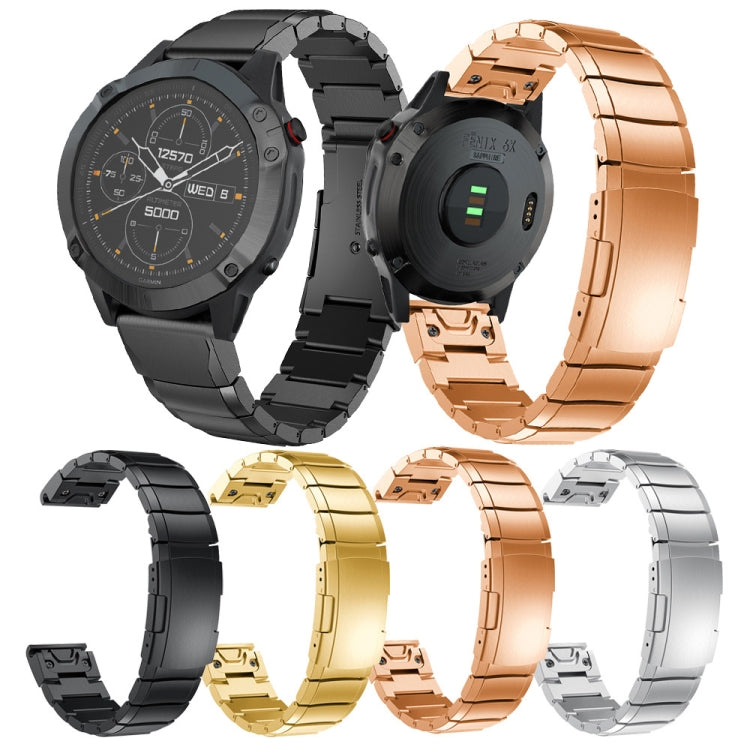 For Garmin Fenix 8 AMOLED 43mm Tortoise Shell 20mm Stainless Steel Watch Band(Gold) - Watch Bands by buy2fix | Online Shopping UK | buy2fix