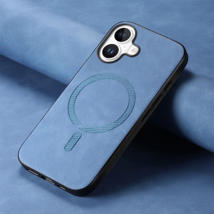 For iPhone 17 Solid Color Retro Magsafe PU Back Cover Phone Case(Blue) - iPhone 17 Cases by buy2fix | Online Shopping UK | buy2fix