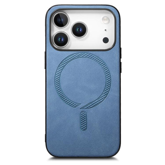 For iPhone 17 Pro Solid Color Retro Magsafe PU Back Cover Phone Case(Blue) - iPhone 17 Pro Cases by buy2fix | Online Shopping UK | buy2fix