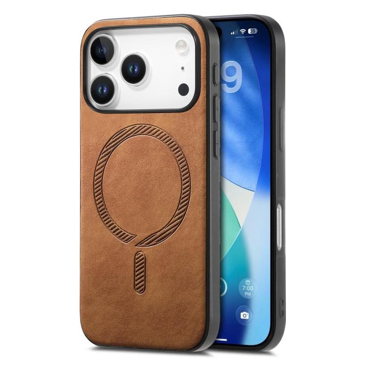 For iPhone 17 Pro Max Solid Color Retro Magsafe PU Back Cover Phone Case(Brown) - iPhone 17 Pro Max Cases by buy2fix | Online Shopping UK | buy2fix