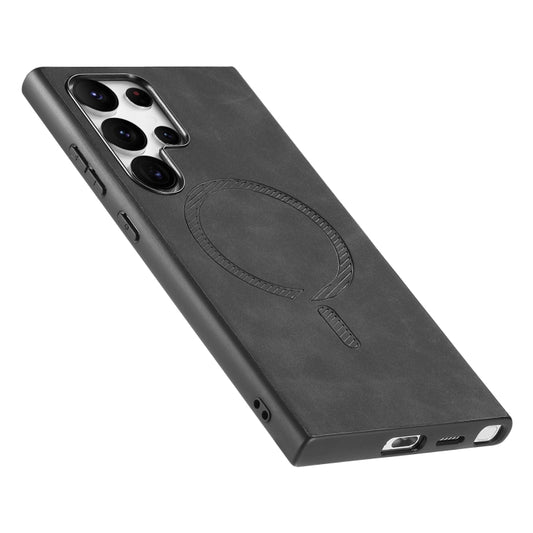 For Samsung Galaxy S24+ 5G Solid Color Retro Magsafe PU Back Cover Phone Case(Black) - Galaxy S24+ 5G Cases by buy2fix | Online Shopping UK | buy2fix