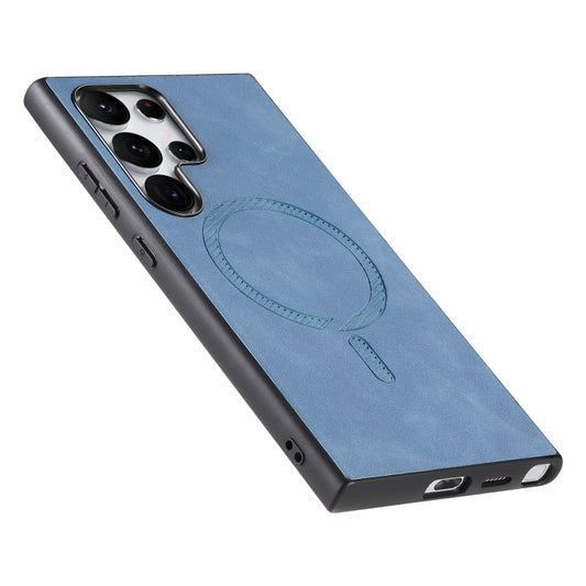 For Samsung Galaxy S23+ 5G Solid Color Retro Magsafe PU Back Cover Phone Case(Blue) by buy2fix