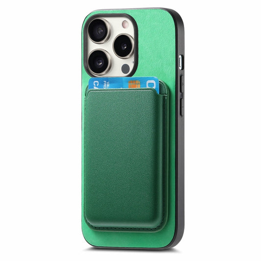For iPhone 15 Retro Magsafe Card Bag PU Back Cover Phone Case(Green) by buy2fix