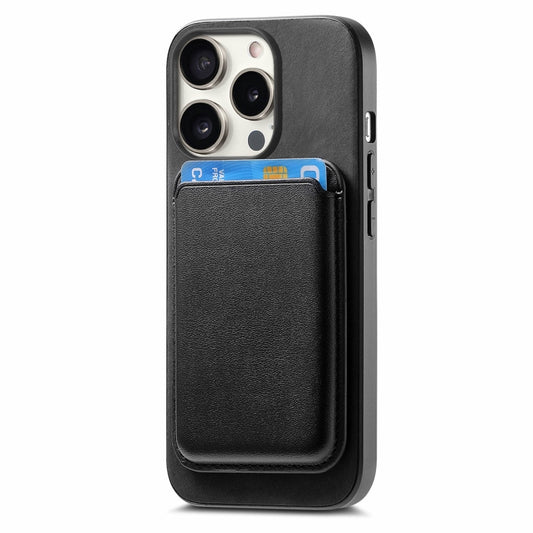 For iPhone 14 Plus Retro Magsafe Card Bag PU Back Cover Phone Case(Black) by buy2fix