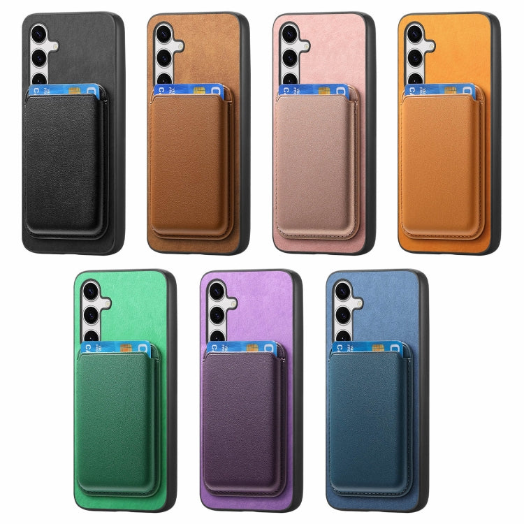 For Samsung Galaxy S25 5G Retro Magsafe Card Bag PU Back Cover Phone Case(Blue) by buy2fix