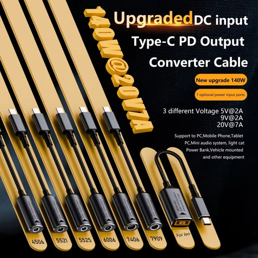 140W Computer Charging Adapter For Lenovo Thinkpad / ThinkBook / Xiaoxin(Yellow Big Square USB Port to USB-C / Type-C) by buy2fix