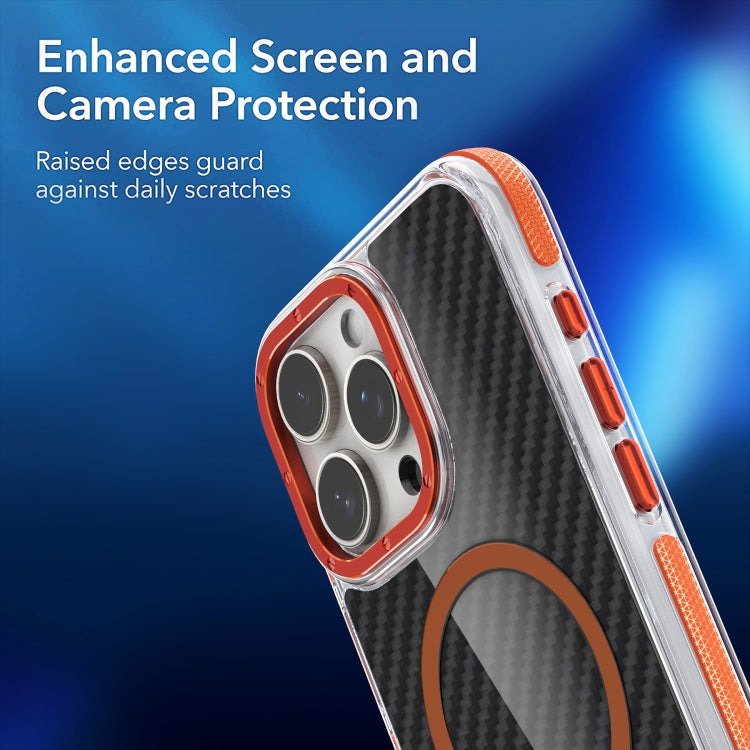 For iPhone 12 Pro Magsafe Dual-Color Carbon Fiber Phone Case(Orange) by buy2fix