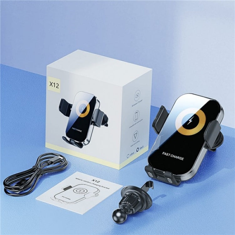 X12 Car Air Vent Touch Sensing Wireless Phone Charger Holder(Black) by buy2fix