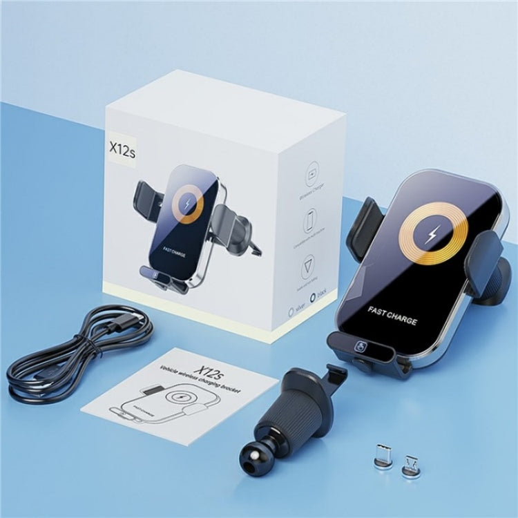 X12s Car Air Vent Wireless Charger 66W High Power Intelligent Induction Holder(Tarnish) by buy2fix