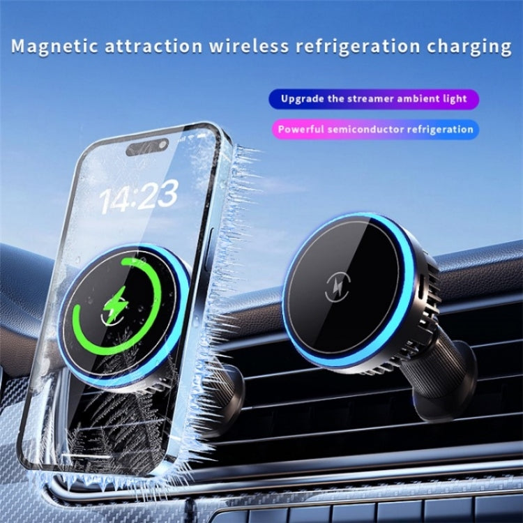 T1 With RGB Light Semiconductor Refrigeration Car Air Outlet Magnetic Wireless Charger - Wireless Charger Holders by buy2fix | Online Shopping UK | buy2fix
