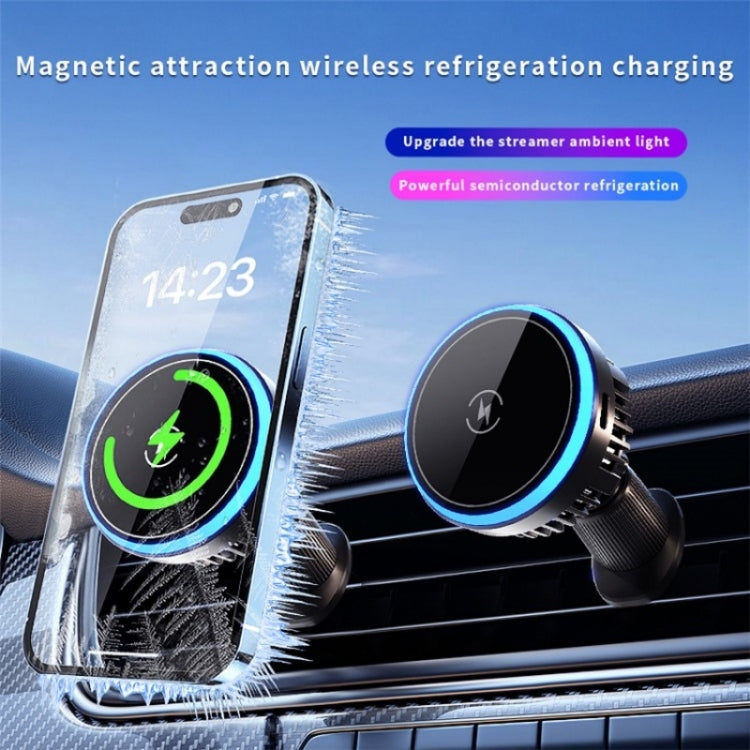T2 Vehicle Air Vent Phone Charging Stand Magnetic Wireless Colorful Light Charger - Wireless Charger Holders by buy2fix | Online Shopping UK | buy2fix