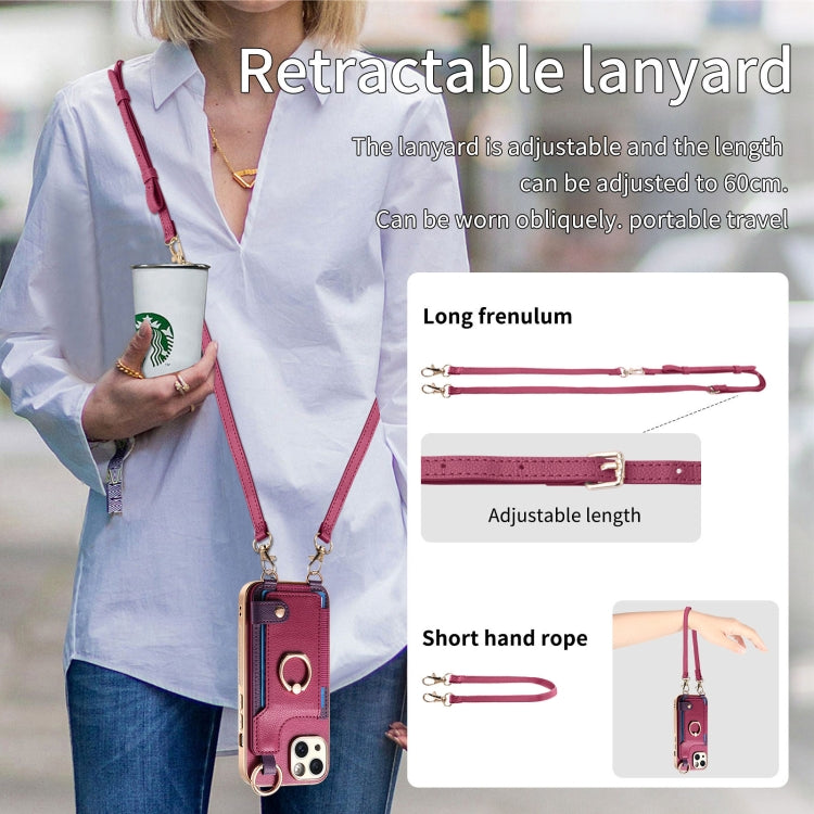 For iPhone 11 Pro Fashion Ring Card Bag Phone Case with Hang Loop(Purple) - iPhone 11 Pro Cases by buy2fix | Online Shopping UK | buy2fix