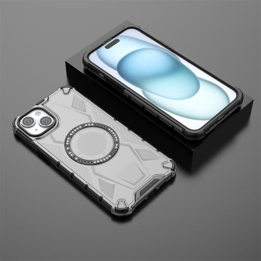 For iPhone 15 Plus MagSafe Armor Holder PC Hybrid TPU Phone Case(Black) by buy2fix