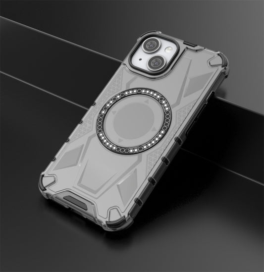 For iPhone 14 MagSafe Armor Holder PC Hybrid TPU Phone Case(Black) by buy2fix