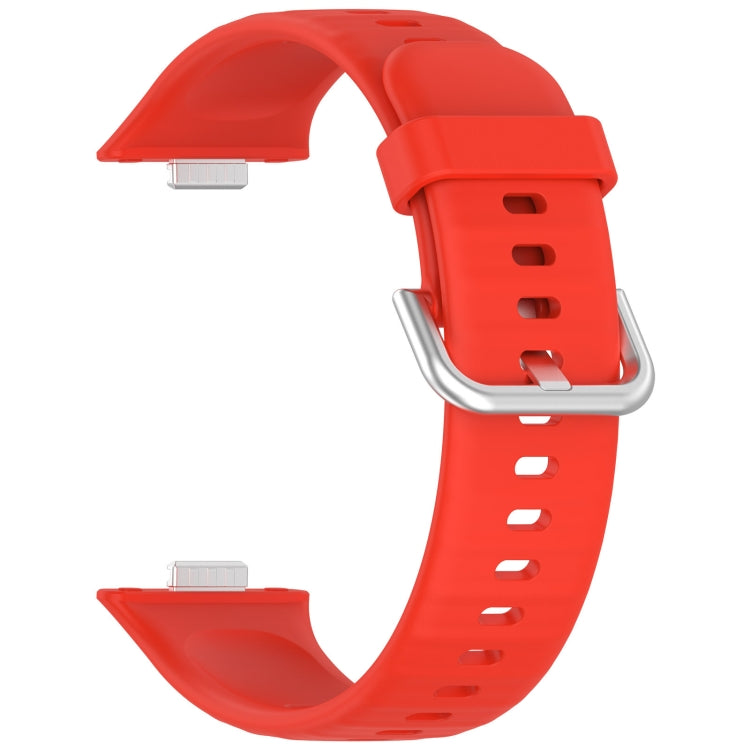 For Huawei Watch Fit4 / Fit4 Pro / Fit3 Silver Buckle Silicone Sports Watch Band(Red) - Watch Bands by buy2fix | Online Shopping UK | buy2fix
