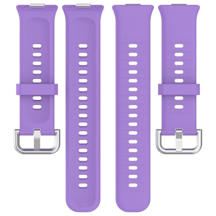 For Huawei Watch Fit4 / Fit4 Pro / Fit3 Silver Buckle Silicone Sports Watch Band(Purple) by buy2fix