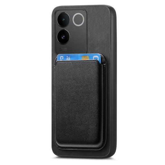 For vivo S18 / S18 Pro 5G Retro Magsafe Card Bag PU Back Cover Phone Case(Black) by buy2fix