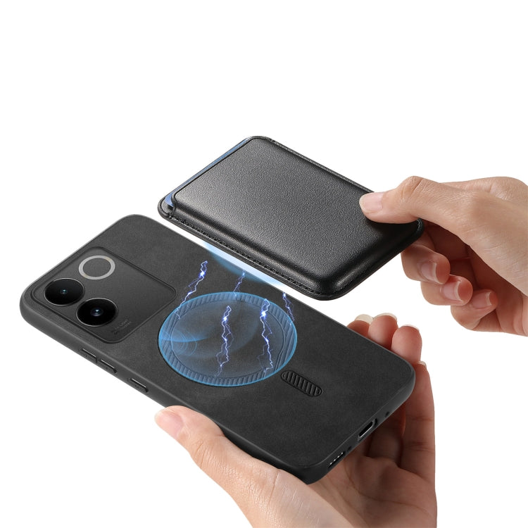 For vivo S18 / S18 Pro 5G Retro Magsafe Card Bag PU Back Cover Phone Case(Black) - vivo Cases by buy2fix | Online Shopping UK | buy2fix