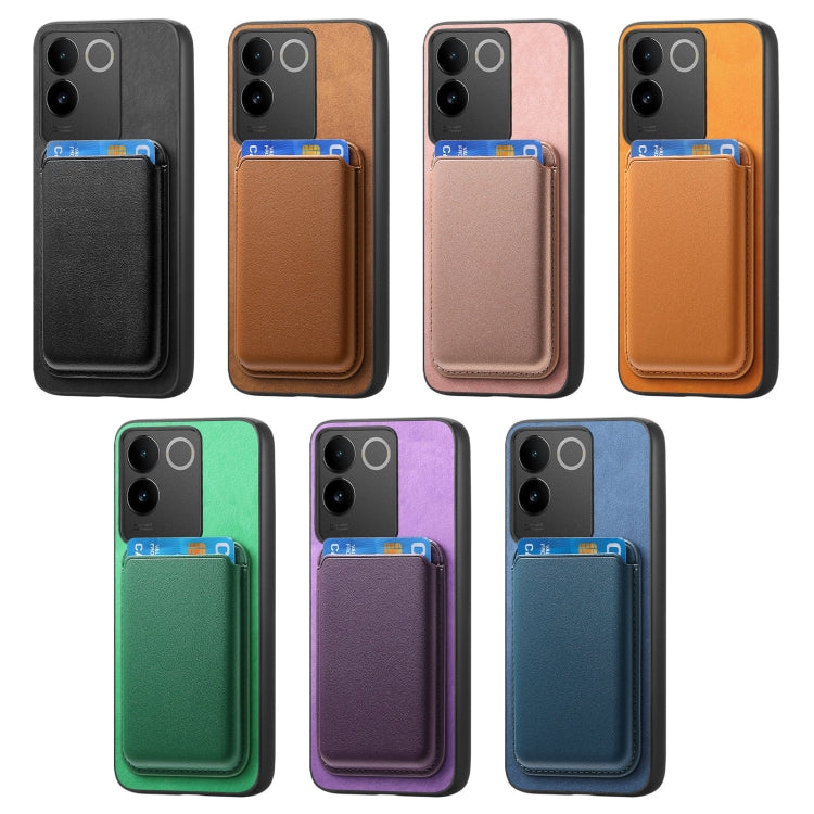 For vivo X100 Pro 5G Retro Magsafe Card Bag PU Back Cover Phone Case(Green) - vivo Cases by buy2fix | Online Shopping UK | buy2fix
