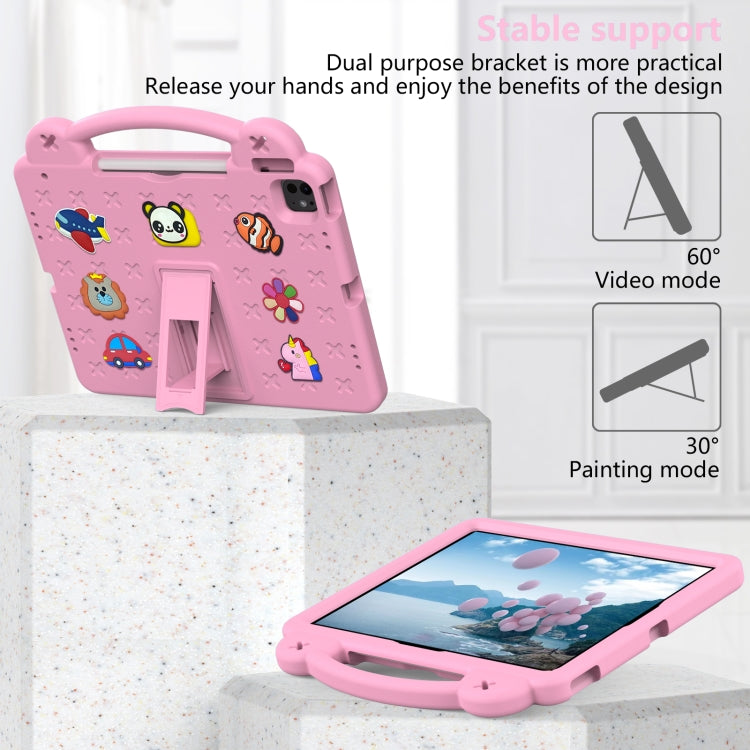 For iPad Pro 12.9 2022 / 2021 Handle Kickstand Children EVA Shockproof Tablet Case(Pink) - iPad Pro 12.9 (2022/2021) Cases by buy2fix | Online Shopping UK | buy2fix