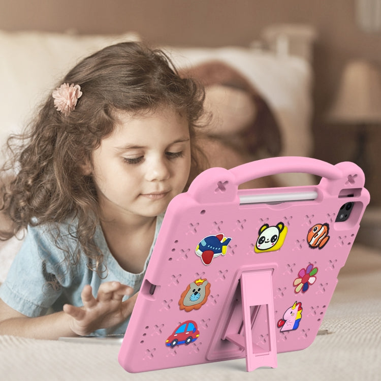 For iPad Pro 12.9 2022 / 2021 Handle Kickstand Children EVA Shockproof Tablet Case(Pink) - iPad Pro 12.9 (2022/2021) Cases by buy2fix | Online Shopping UK | buy2fix