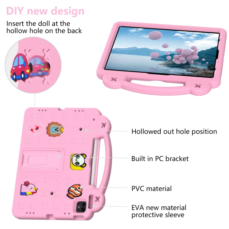 For iPad Pro 12.9 2022 / 2021 Handle Kickstand Children EVA Shockproof Tablet Case(Pink) - iPad Pro 12.9 (2022/2021) Cases by buy2fix | Online Shopping UK | buy2fix