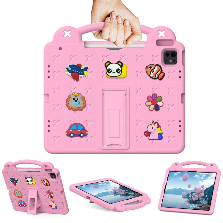For iPad Pro 12.9 2022 / 2021 Handle Kickstand Children EVA Shockproof Tablet Case(Pink) - iPad Pro 12.9 (2022/2021) Cases by buy2fix | Online Shopping UK | buy2fix