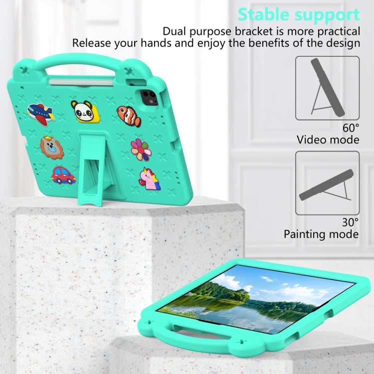 For iPad Pro 12.9 2022 / 2021 Handle Kickstand Children EVA Shockproof Tablet Case(Mint Green) - iPad Pro 12.9 (2022/2021) Cases by buy2fix | Online Shopping UK | buy2fix