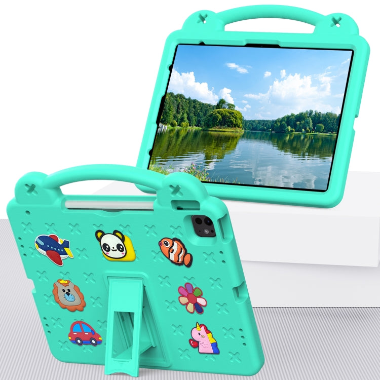 For iPad Pro 12.9 2022 / 2021 Handle Kickstand Children EVA Shockproof Tablet Case(Mint Green) - iPad Pro 12.9 (2022/2021) Cases by buy2fix | Online Shopping UK | buy2fix