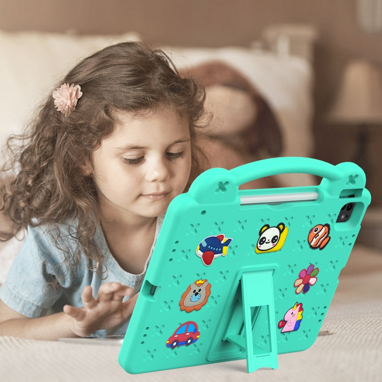 For iPad Pro 12.9 2022 / 2021 Handle Kickstand Children EVA Shockproof Tablet Case(Mint Green) - iPad Pro 12.9 (2022/2021) Cases by buy2fix | Online Shopping UK | buy2fix