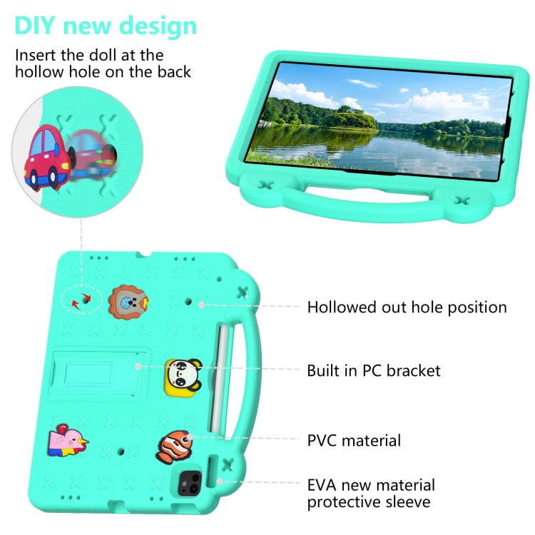 For iPad Pro 12.9 2022 / 2021 Handle Kickstand Children EVA Shockproof Tablet Case(Mint Green) - iPad Pro 12.9 (2022/2021) Cases by buy2fix | Online Shopping UK | buy2fix