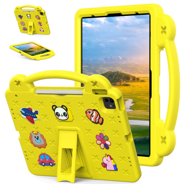 For iPad Pro 12.9 2022 / 2021 Handle Kickstand Children EVA Shockproof Tablet Case(Yellow) - iPad Pro 12.9 (2022/2021) Cases by buy2fix | Online Shopping UK | buy2fix