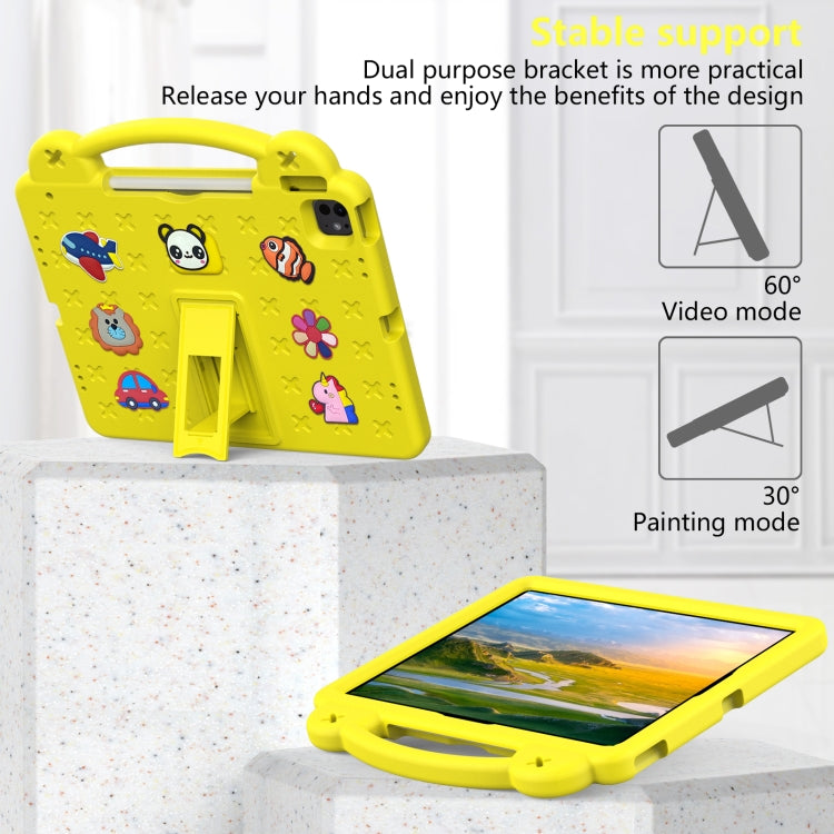 For iPad Pro 12.9 2022 / 2021 Handle Kickstand Children EVA Shockproof Tablet Case(Yellow) - iPad Pro 12.9 (2022/2021) Cases by buy2fix | Online Shopping UK | buy2fix