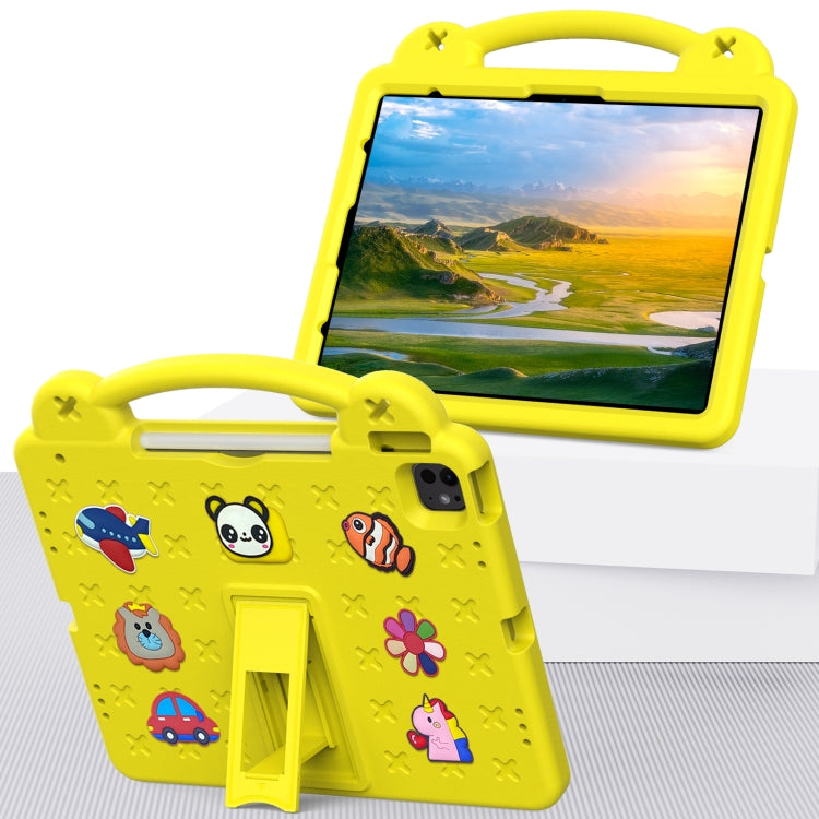 For iPad Pro 12.9 2022 / 2021 Handle Kickstand Children EVA Shockproof Tablet Case(Yellow) - iPad Pro 12.9 (2022/2021) Cases by buy2fix | Online Shopping UK | buy2fix