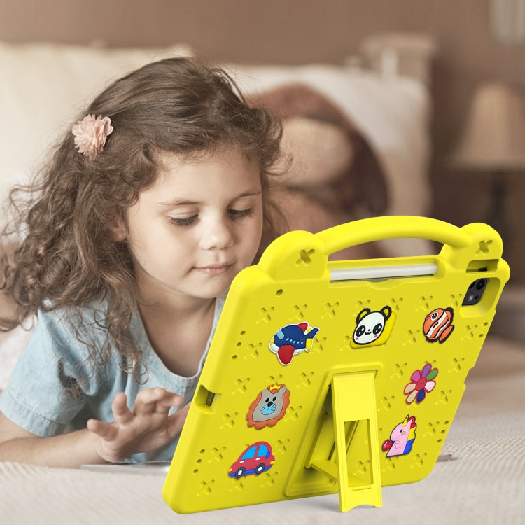 For iPad Pro 12.9 2022 / 2021 Handle Kickstand Children EVA Shockproof Tablet Case(Yellow) - iPad Pro 12.9 (2022/2021) Cases by buy2fix | Online Shopping UK | buy2fix
