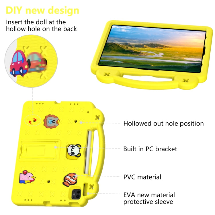 For iPad Pro 12.9 2022 / 2021 Handle Kickstand Children EVA Shockproof Tablet Case(Yellow) - iPad Pro 12.9 (2022/2021) Cases by buy2fix | Online Shopping UK | buy2fix