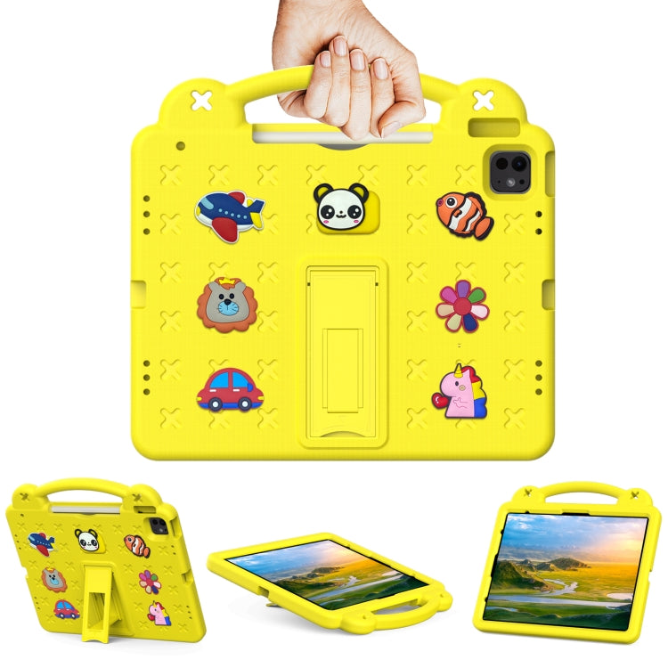 For iPad Pro 12.9 2022 / 2021 Handle Kickstand Children EVA Shockproof Tablet Case(Yellow) - iPad Pro 12.9 (2022/2021) Cases by buy2fix | Online Shopping UK | buy2fix