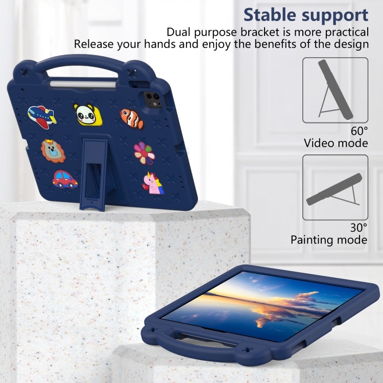 For iPad Pro 12.9 2022 / 2021 Handle Kickstand Children EVA Shockproof Tablet Case(Navy Blue) - iPad Pro 12.9 (2022/2021) Cases by buy2fix | Online Shopping UK | buy2fix