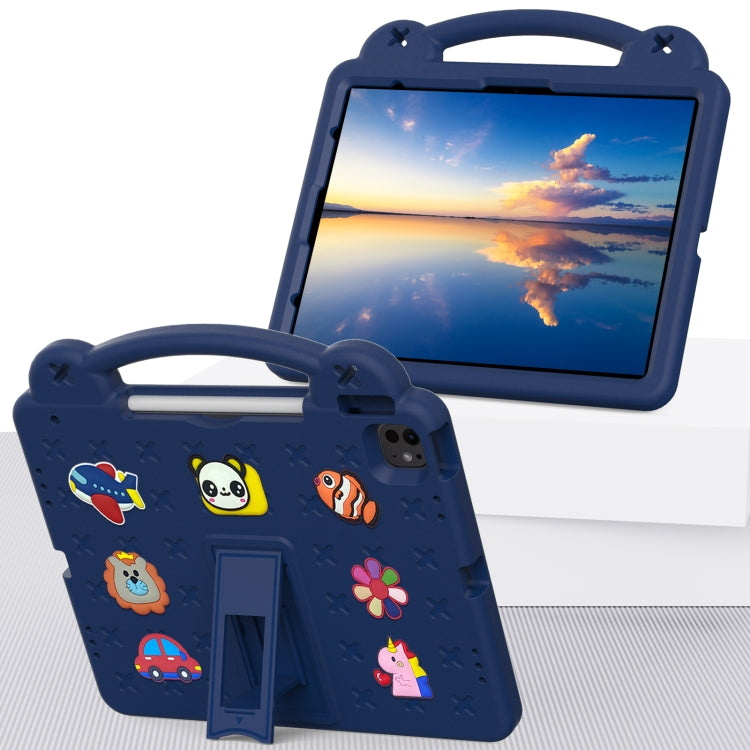For iPad Pro 12.9 2022 / 2021 Handle Kickstand Children EVA Shockproof Tablet Case(Navy Blue) - iPad Pro 12.9 (2022/2021) Cases by buy2fix | Online Shopping UK | buy2fix